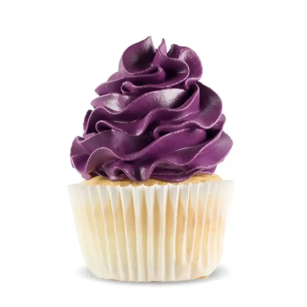 Colorante en Gel ENCO Uva | 40g 2 Cupcake decorado con crema color uva usando colorante ENCO