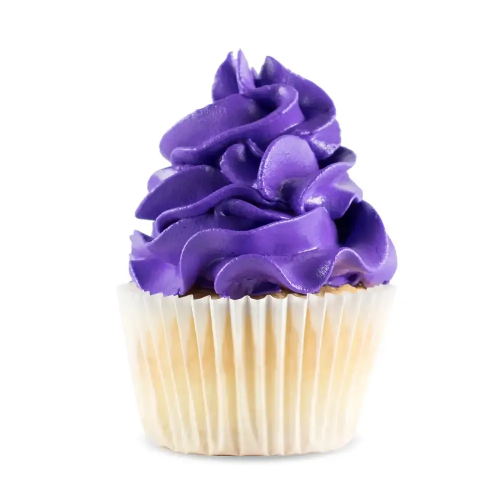 Colorante en Gel ENCO Morado | 20g, 40g y 250g 2 Cupcake decorado con crema morada usando colorante ENCO