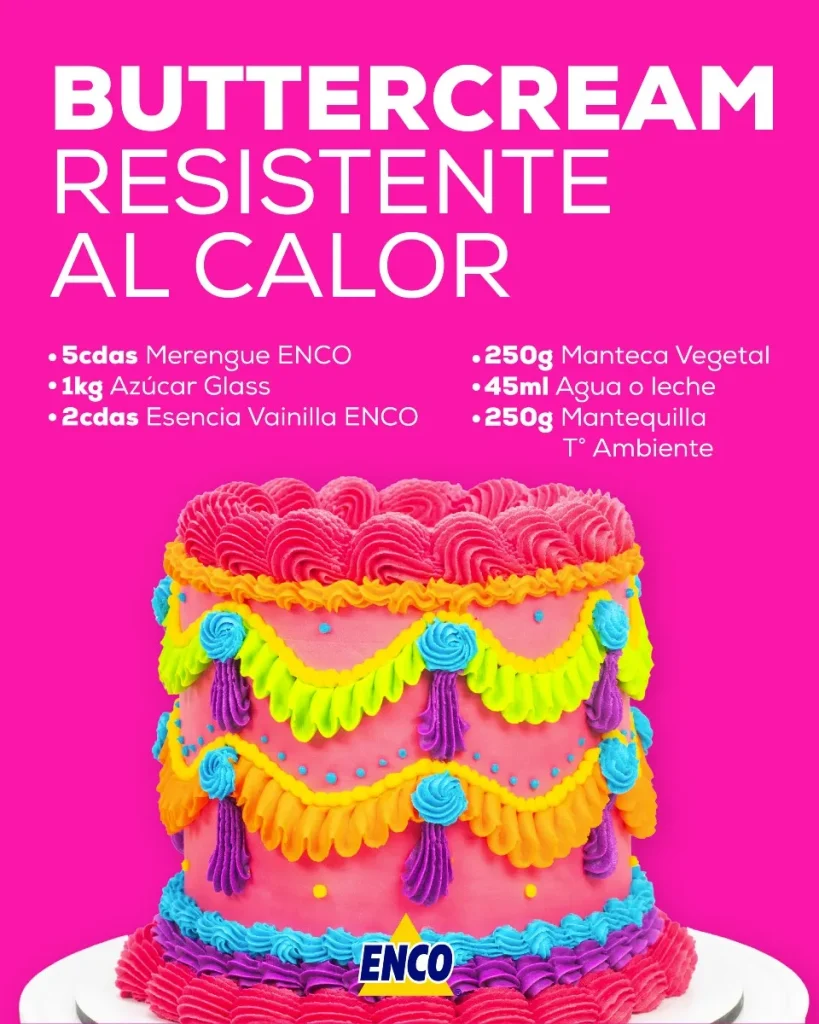 Buttercream tipo americano preparado con Merengue ENCO para decorar tortas