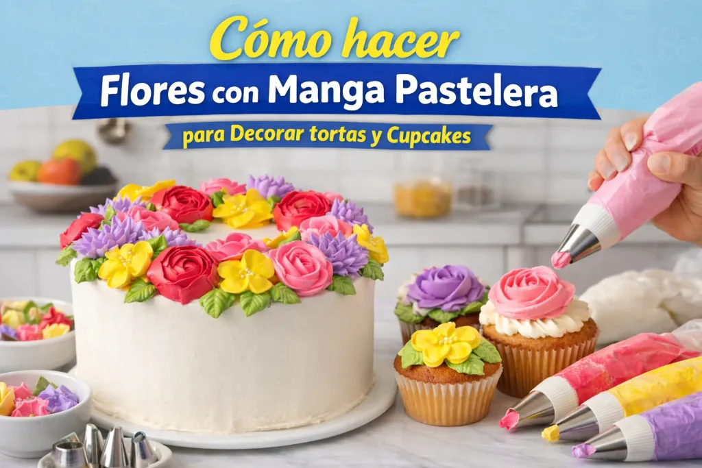 flores hechas con manga pastelera para decorar tortas y cupcakes